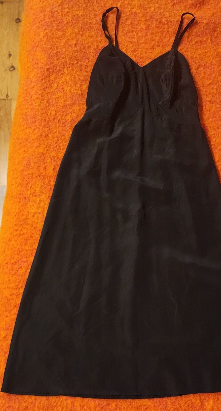 Vintage 1940s Black Silk Faille Slip/Dress by Snowdon, Size 32 bust B/C